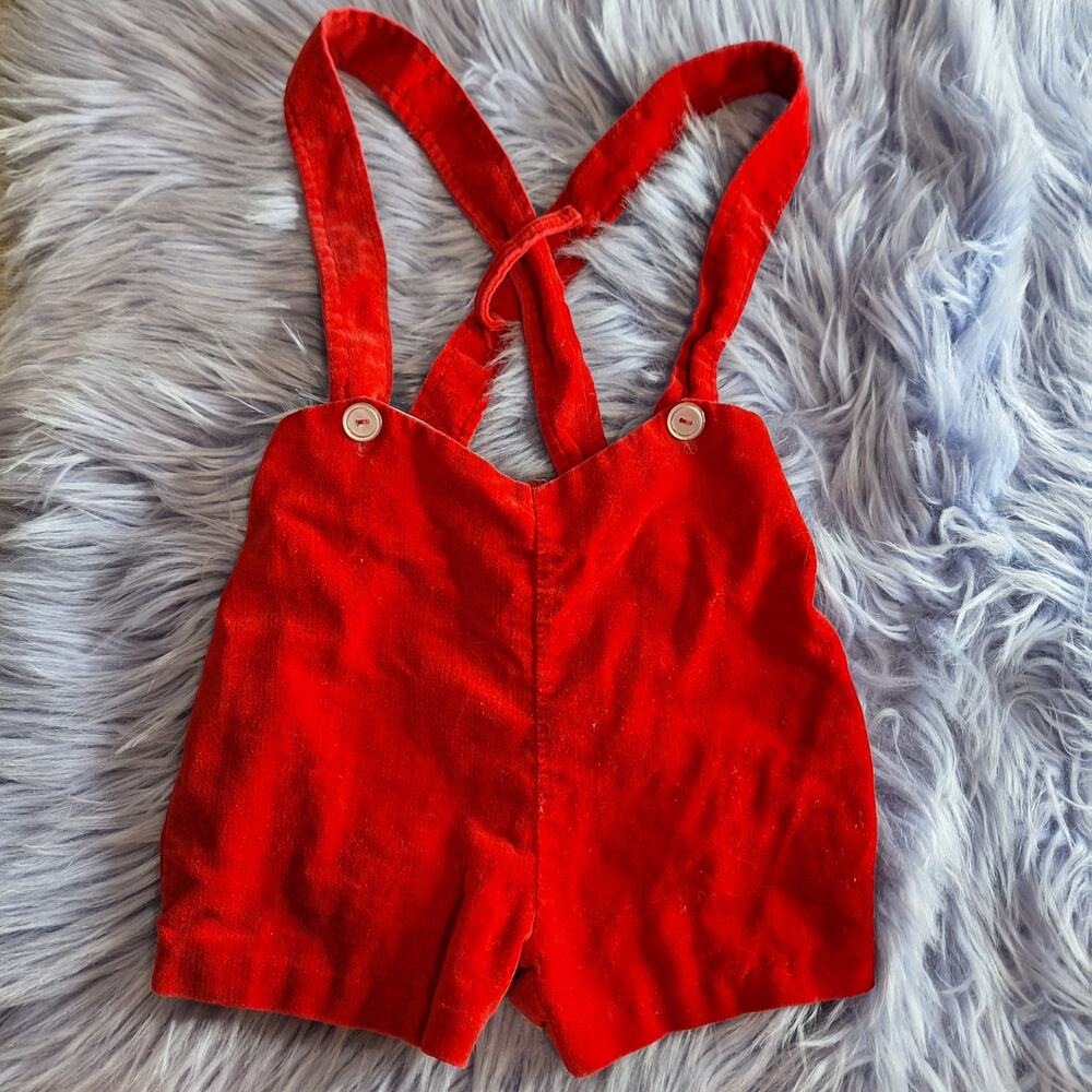 Wonderalls Vtg Baby Overalls Shorts 9m
